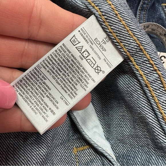 GAP Blue Trucker denim Jean Jacket Contrasting Stitching sz XS icon JKT cotton - Picture 7 of 8